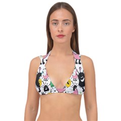 Funny Monster Pattern Double Strap Halter Bikini Top by Pakjumat