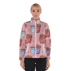 Cute Kawaii Food Seamless Pattern Women s Bomber Jacket