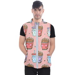 Cute Kawaii Food Seamless Pattern Men s Puffer Vest