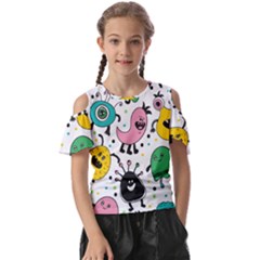 Funny Monster Pattern Kids  Butterfly Cutout T-shirt by Pakjumat