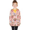 Cute Kawaii Food Seamless Pattern Kids  Double Breasted Button Coat View1