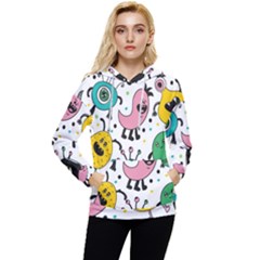 Funny Monster Pattern Women s Lightweight Drawstring Hoodie