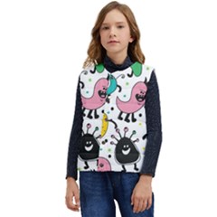 Funny Monster Pattern Kid s Button Up Puffer Vest	