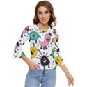 Funny Monster Pattern Bell Sleeve Top View1