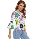 Funny Monster Pattern Bell Sleeve Top View3