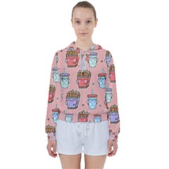 Cute Kawaii Food Seamless Pattern Women s Tie Up Sweat