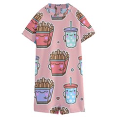 Cute Kawaii Food Seamless Pattern Kids  Boyleg Half Suit Swimwear by Pakjumat