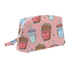 Cute Kawaii Food Seamless Pattern Wristlet Pouch Bag (medium) by Pakjumat