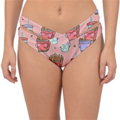 Cute Kawaii Food Seamless Pattern Double Strap Halter Bikini Bottoms by Pakjumat