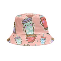 Cute Kawaii Food Seamless Pattern Inside Out Bucket Hat by Pakjumat