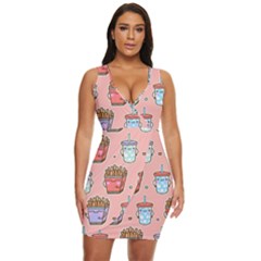 Cute Kawaii Food Seamless Pattern Draped Bodycon Dress by Pakjumat