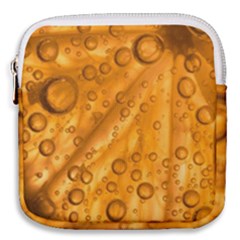 Lime Water Bubbles Macro Light Detail Background Mini Square Pouch by Pakjumat