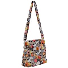 Cute Dog Seamless Pattern Background Zipper Messenger Bag