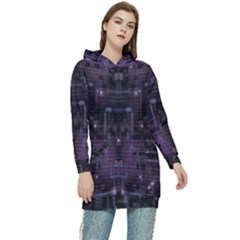 Geometric Art Digital Art Background Women s Long Oversized Pullover Hoodie