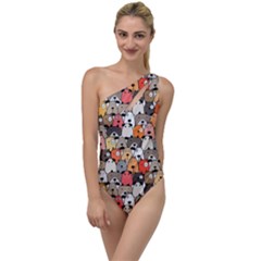 Cute Dog Seamless Pattern Background To One Side Swimsuit by Pakjumat