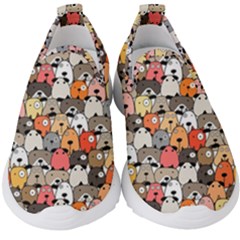 Cute Dog Seamless Pattern Background Kids  Slip On Sneakers by Pakjumat