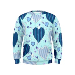 Hearts Pattern Paper Wallpaper Blue Background Kids  Sweatshirt