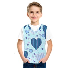 Hearts Pattern Paper Wallpaper Blue Background Kids  Basketball Tank Top by Pakjumat