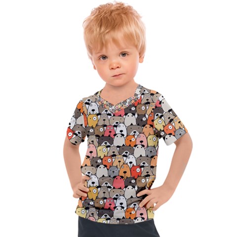 Cute Dog Seamless Pattern Background Kids  Sports T-shirt by Pakjumat