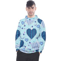 Hearts Pattern Paper Wallpaper Blue Background Men s Pullover Hoodie