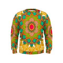 Mandala Patterns Yellow Kids  Sweatshirt