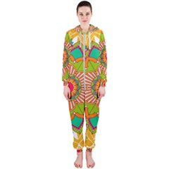 Mandala Patterns Yellow Hooded Jumpsuit (ladies) by Pakjumat