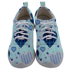 Hearts Pattern Paper Wallpaper Blue Background Mens Athletic Shoes by Pakjumat