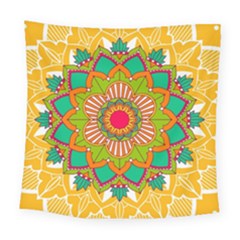 Mandala Patterns Yellow Square Tapestry (large)