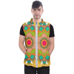 Mandala Patterns Yellow Men s Puffer Vest