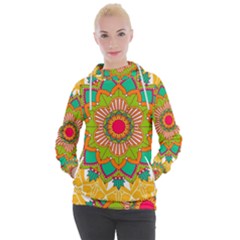 Mandala Patterns Yellow Women s Hooded Pullover