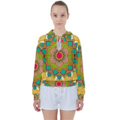 Mandala Patterns Yellow Women s Tie Up Sweat