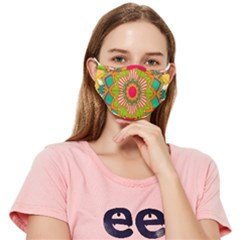 Mandala Patterns Yellow Fitted Cloth Face Mask (adult) by Pakjumat