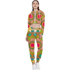 Mandala Patterns Yellow Cropped Zip Up Lounge Set by Pakjumat