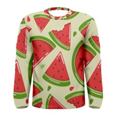 Cute Watermelon Seamless Pattern Men s Long Sleeve T-shirt