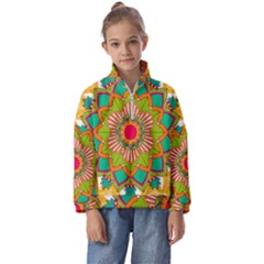 Mandala Patterns Yellow Kids  Half Zip Hoodie