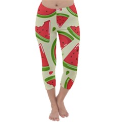 Cute Watermelon Seamless Pattern Capri Winter Leggings 