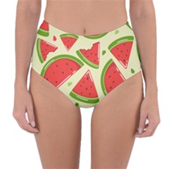 Cute Watermelon Seamless Pattern Reversible High-waist Bikini Bottoms by Pakjumat