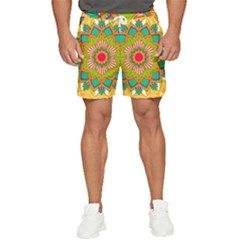 Mandala Patterns Yellow Men s Runner Shorts by Pakjumat