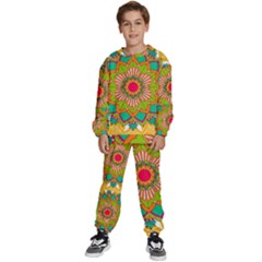 Mandala Patterns Yellow Kids  Sweatshirt Set