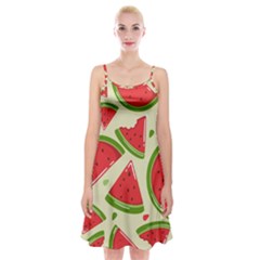 Cute Watermelon Seamless Pattern Spaghetti Strap Velvet Dress