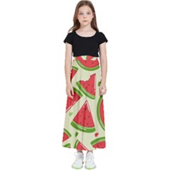 Cute Watermelon Seamless Pattern Kids  Flared Maxi Skirt by Pakjumat