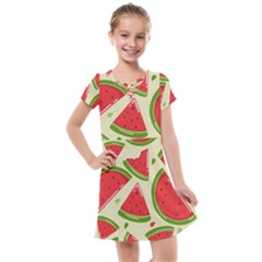 Cute Watermelon Seamless Pattern Kids  Cross Web Dress by Pakjumat