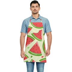 Cute Watermelon Seamless Pattern Kitchen Apron by Pakjumat