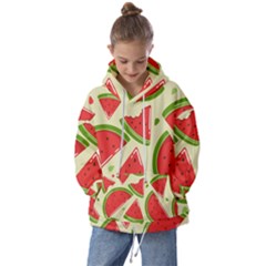 Cute Watermelon Seamless Pattern Kids  Oversized Hoodie