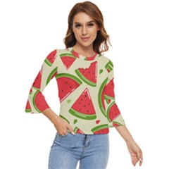 Cute Watermelon Seamless Pattern Bell Sleeve Top