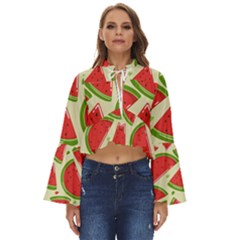 Cute Watermelon Seamless Pattern Boho Long Bell Sleeve Top