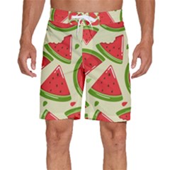 Cute Watermelon Seamless Pattern Men s Beach Shorts by Pakjumat