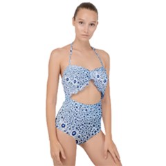 Drop Water Background Macro Splash Rain Drink Scallop Top Cut Out Swimsuit by Pakjumat