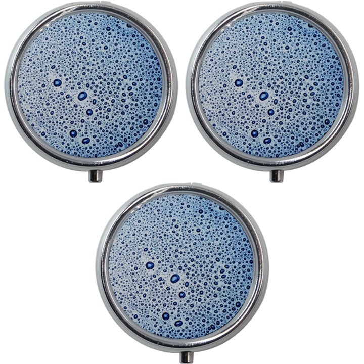 Drop Water Background Macro Splash Rain Drink Mini Round Pill Box (Pack of 3)