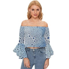 Drop Water Background Macro Splash Rain Drink Off Shoulder Flutter Bell Sleeve Top